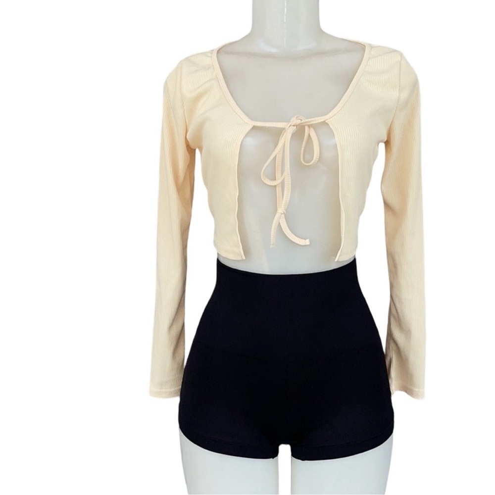 SHEIN Cream Tie-Front Shrug Size XS